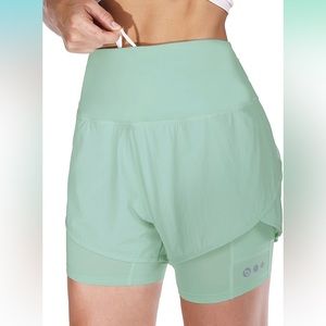 BALEAF High Waisted 2 in 1 Running Shorts with Pockets Workout Shorts with Liner